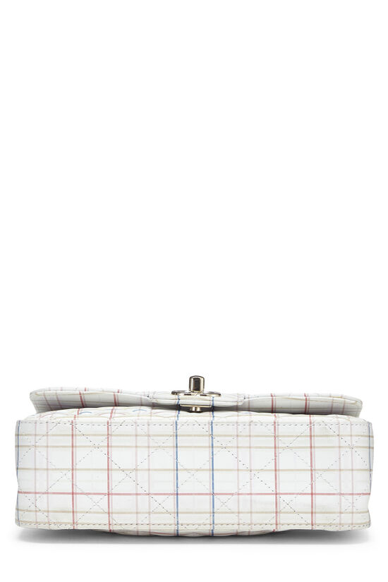White & Multicolor Striped Quilted Lambskin Rectangular Flap Small, , large image number 4