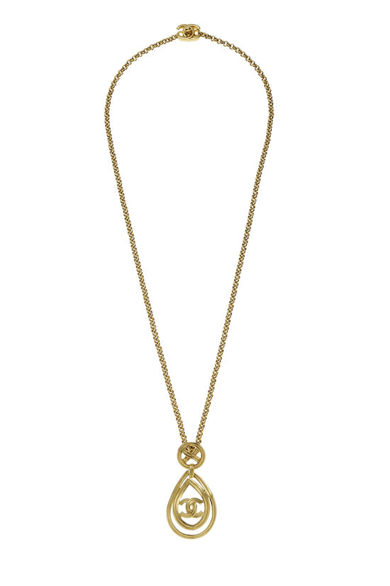Gold Teardrop'CC' Necklace, , large image number 0