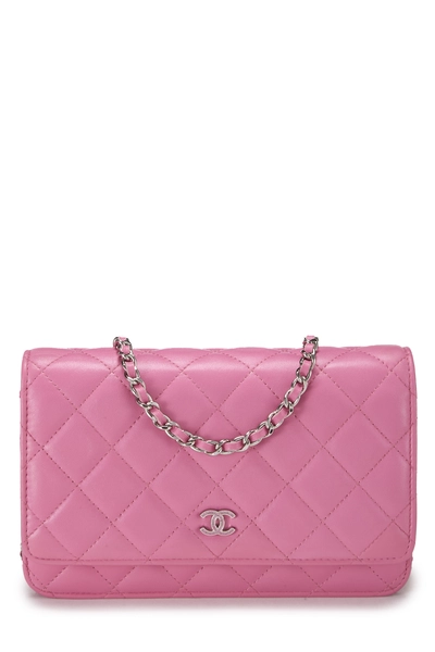 Pink Quilted Lambskin Classic Wallet On Chain (WOC)