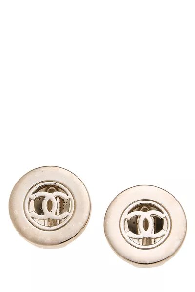 Silver 'CC' In Circle Earrings