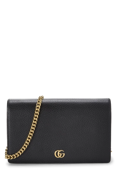 Gucci Black Leather GG Marmont Wallet On Chain (WOC) Mini