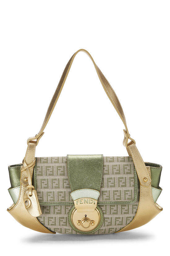 Gold & Green Zucchino Canvas Compilation Shoulder Bag, , large image number 0