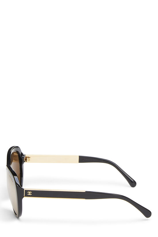 Gold & Black Acetate 'CC' Sunglasses, , large image number 3