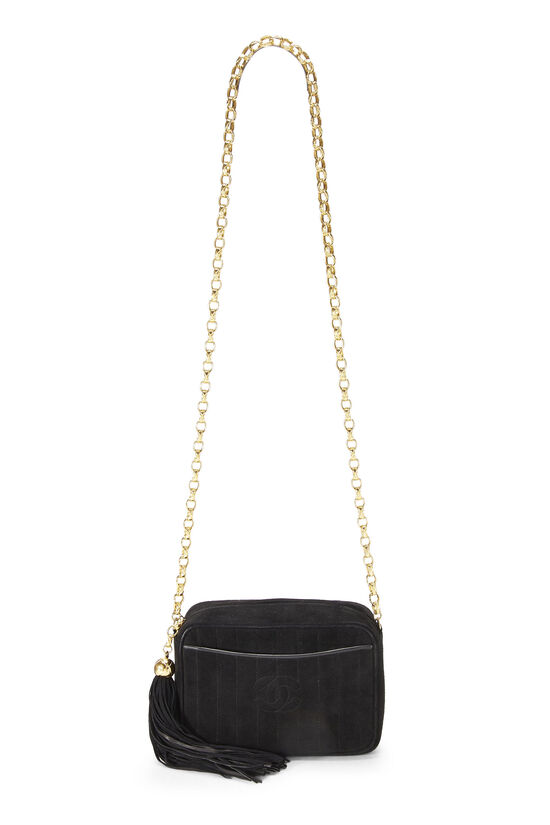 Spectacular Vintage CHANEL Black Quilted Suede Drawstring Bucket Bag with  Double Tassels & Chain Shou…