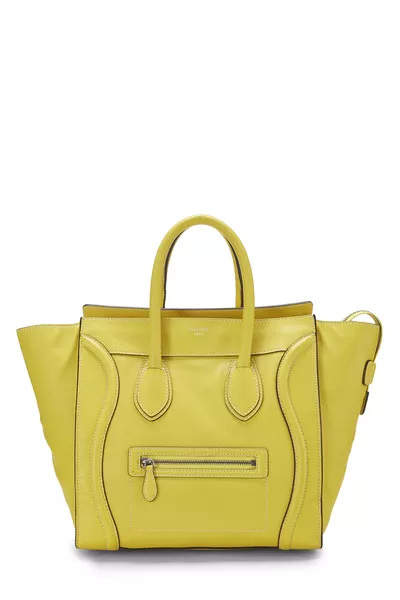 Yellow Calfskin Leather Luggage Mini