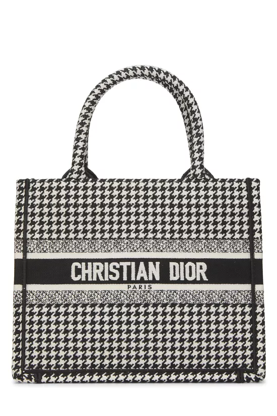Black & White Houndstooth Canvas Book Tote Small, , large image number 0