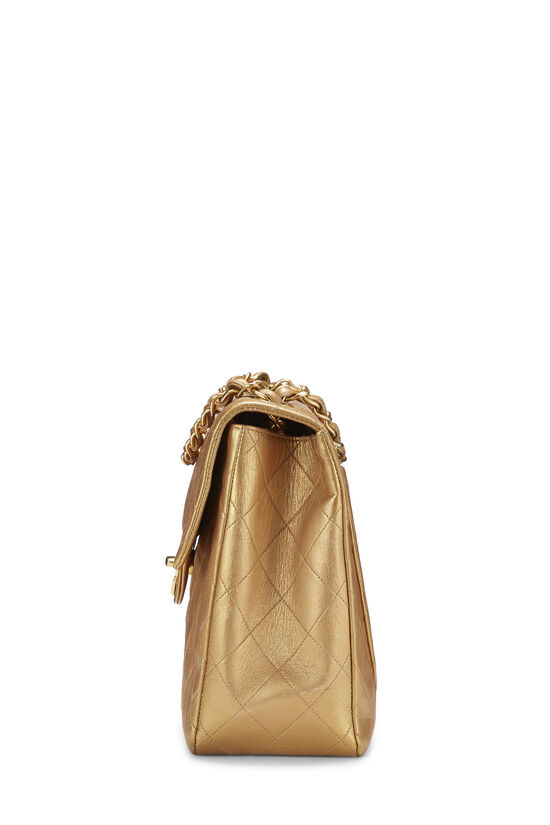 Chanel - Gold Quilted Lambskin Half Flap Jumbo