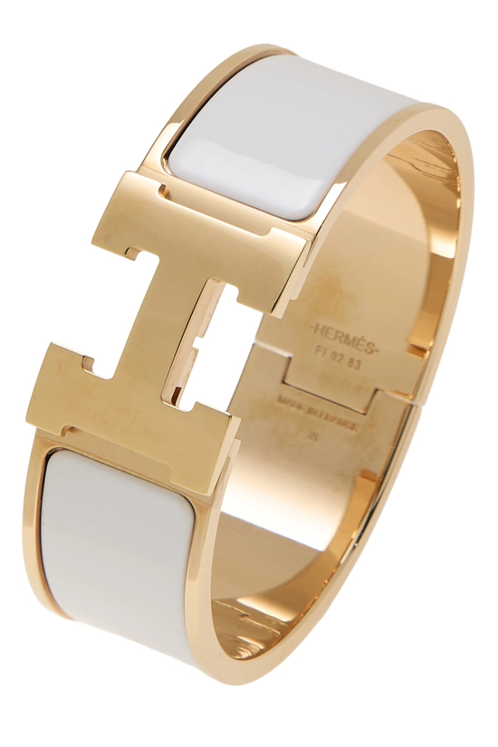 Pre-Owned White Enamel Rose Gold Clic-Clac 'H' Wide QGJ0673LWJ003