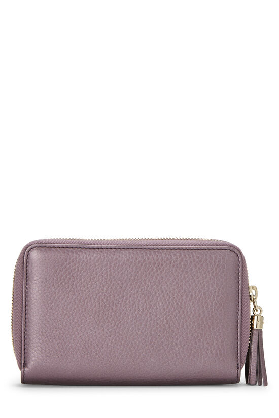 Metallic Purple Leather Soho Zip Wallet, , large image number 3