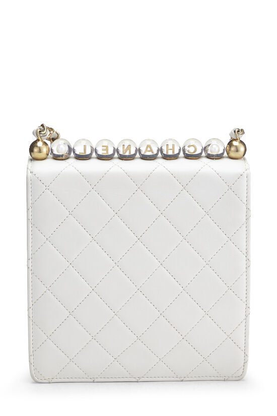 Chanel White Quilted Lambskin Chic Pearl Chain Flap Small Q6A3Y41IWH001