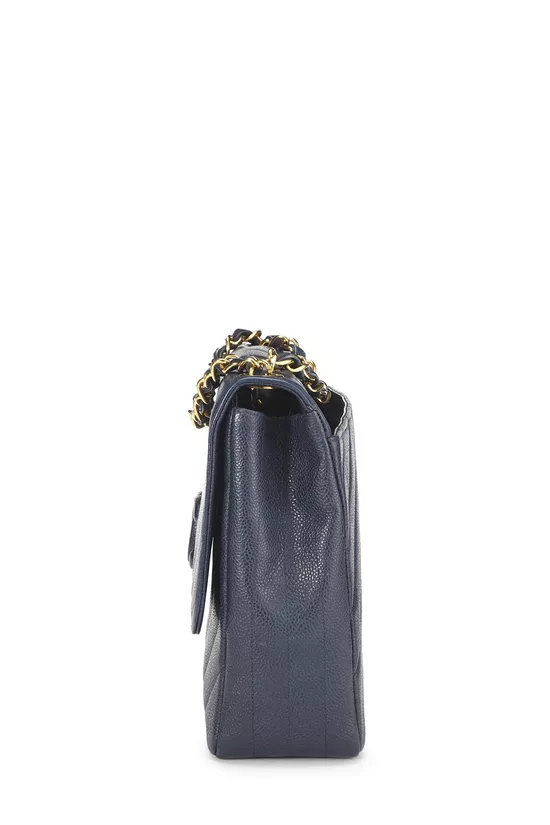 Navy Caviar Diagonal Quilted Shoulder Bag Jumbo, , large image number 2