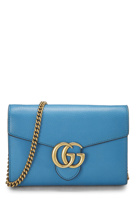 Blue Leather GG Marmont Wallet On Chain (WOC) Mini, , large image number 0