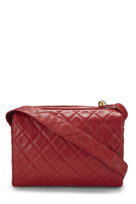 Red Quilted Caviar Diamond 'CC' Camera Bag Large, , large image number 3