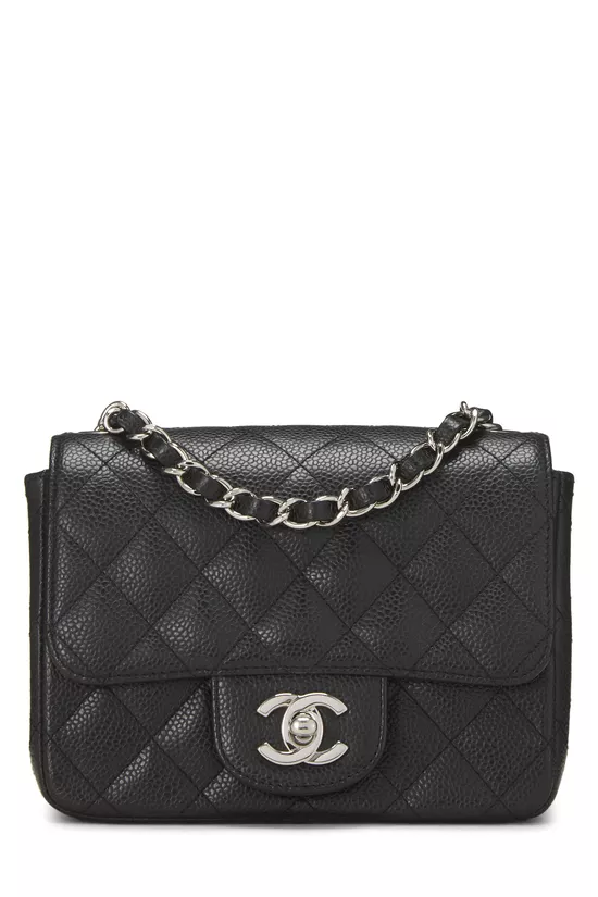 Black Quilted Caviar Square Flap Mini, , large image number 0