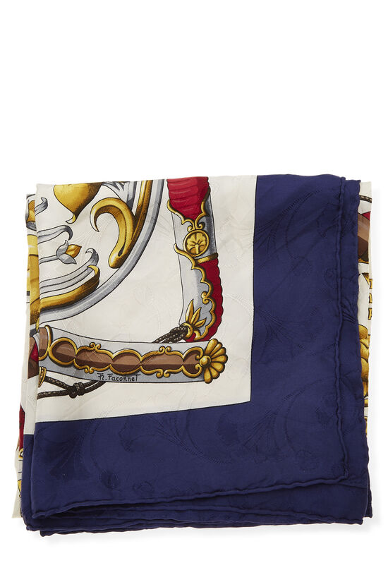 Navy & Multicolor 'Daimyo' Silk Scarf 90, , large image number 1