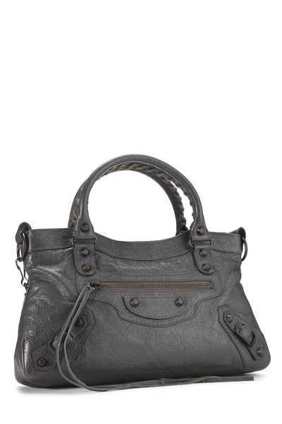 Grey Agneau Classic First Handbag, , large