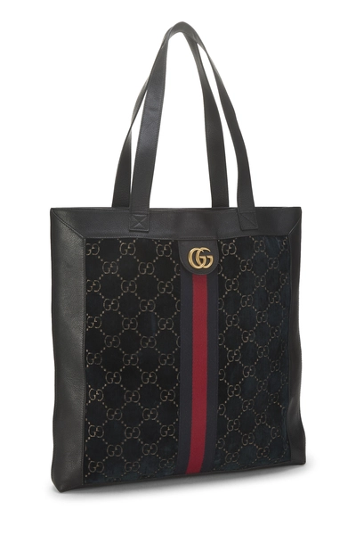 Black GG Velvet Ophidia Tote Large, , large