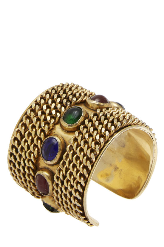 Gold & Multicolor Gripoix Cuff Bracelet, , large image number 0