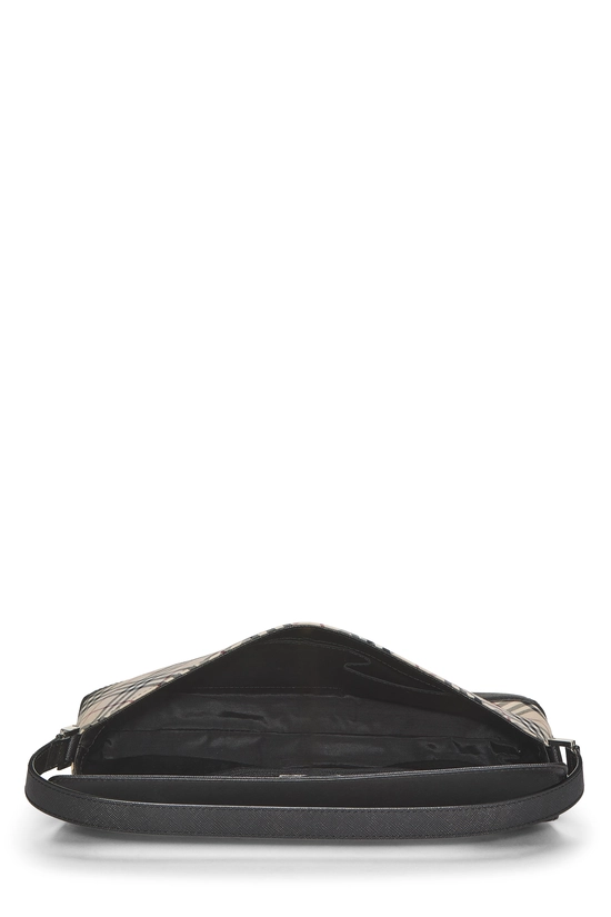 Black Check Jacquard Canvas Shoulder Bag, , large image number 5
