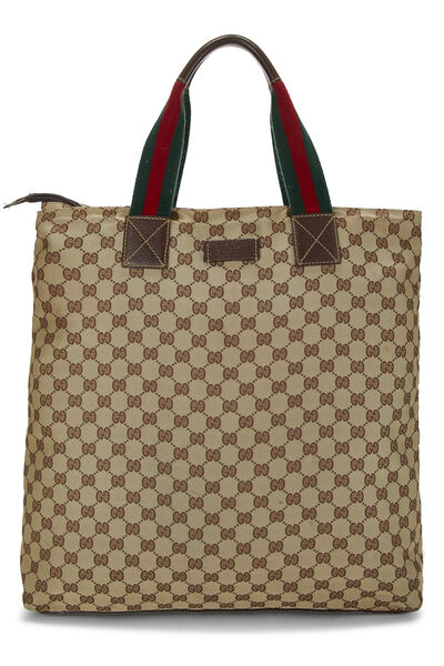 Original GG Canvas Web Vertical Tote Large