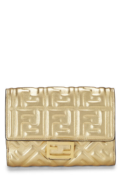 Gold Zucca Embossed Compact Wallet