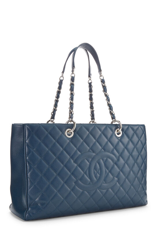 Navy Quilted Caviar Grand Shopping Tote (GST) XL