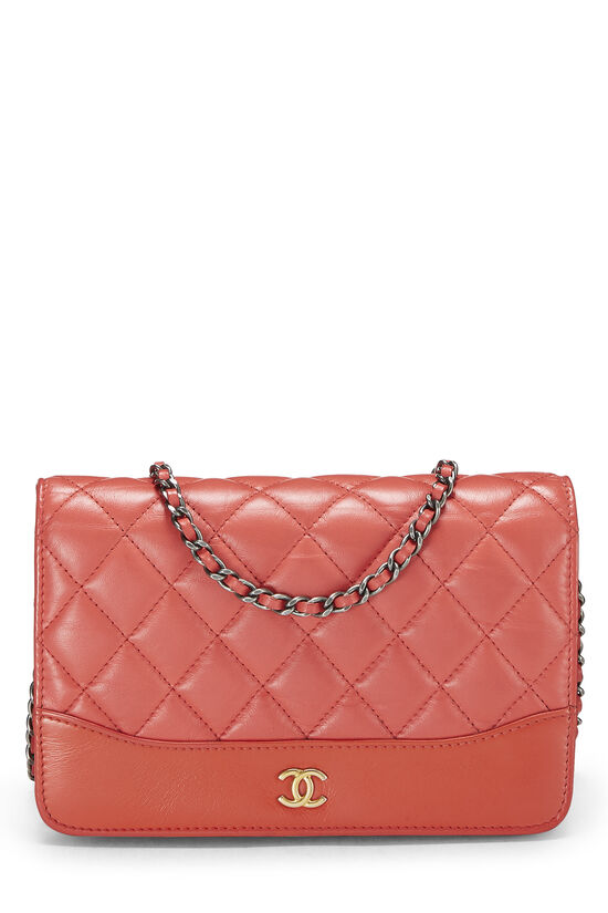Pink Quilted Calfskin Gabrielle Wallet On Chain (WOC), , large image number 0