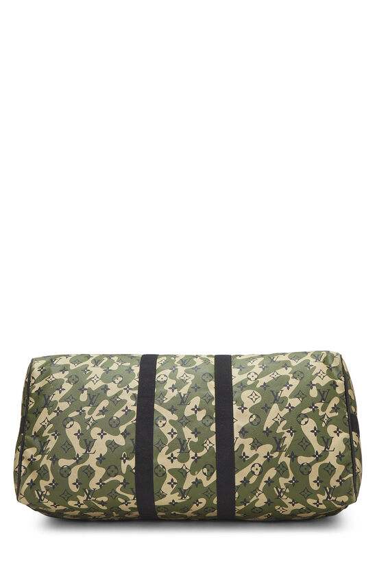 Louis Vuitton x Takashi Murakami Green Monogramouflage Monogram Coated  Canvas & Vachetta Leather Keepall 55 Bandouliere Travel Bag