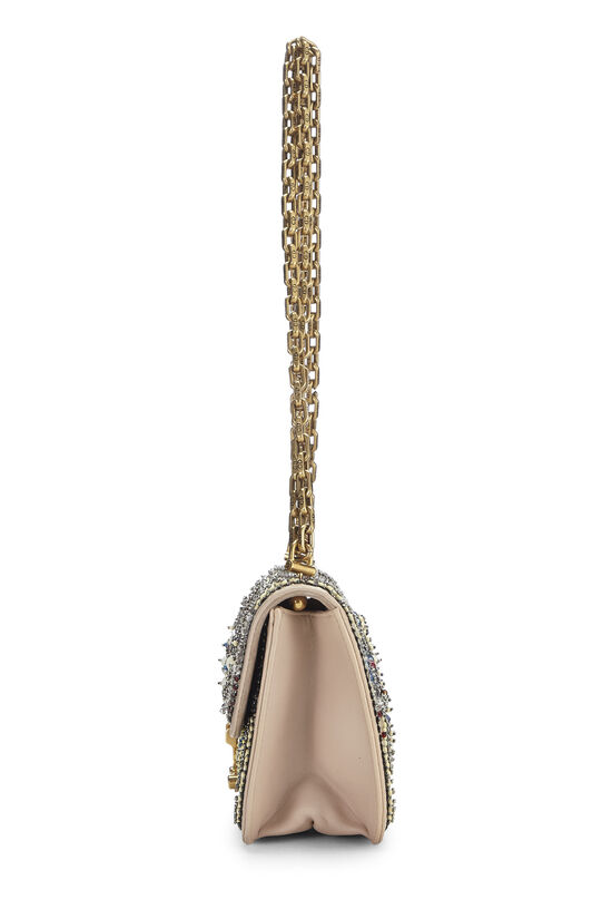 Beige Lambskin Embellished DiorAddict Flap Bag Mini, , large image number 2