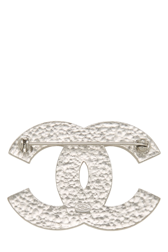 Silver Crystal 'CC' Brooch Large, , large image number 1