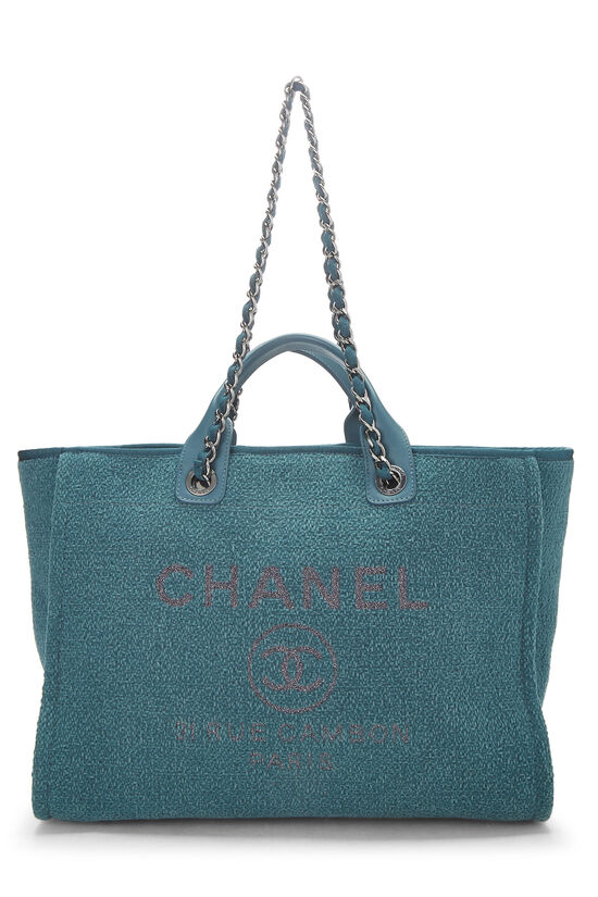 Green Woven Velour Deauville Tote Medium, , large image number 1