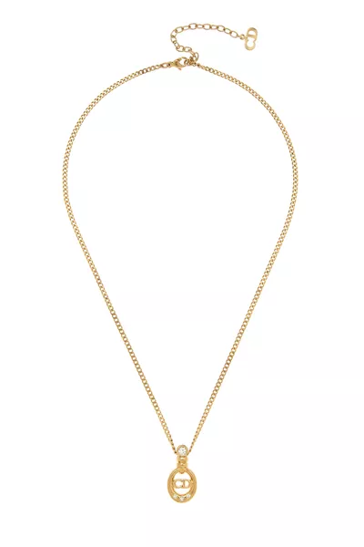 Gold & Crystal 'CD' Necklace