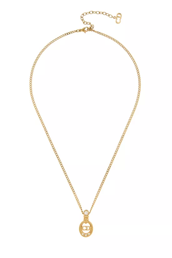 Gold & Crystal 'CD' Necklace, , large image number 0