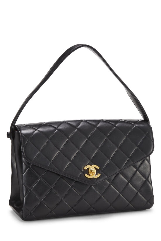 Chanel Black Quilted Lambskin Leather Envelope Flap Bag