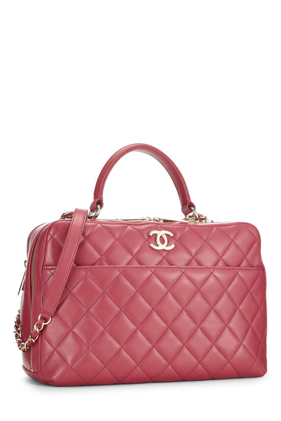Pink Quilted Lambskin Trendy 'CC' Bowling Bag Large, , large image number 1