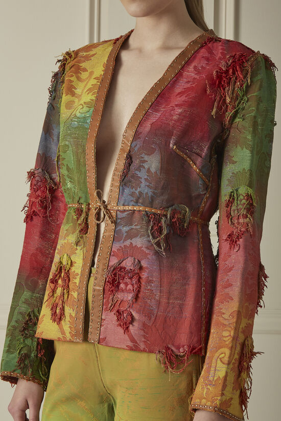Multicolor Fringed Tapestry Jacket & Pant Set, , large image number 2
