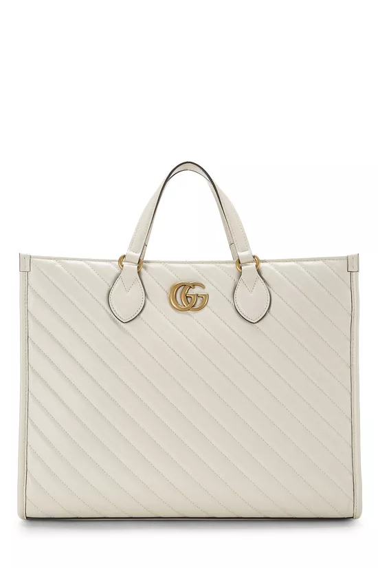 White Leather GG Marmont Top Handle Bag Small, , large image number 0