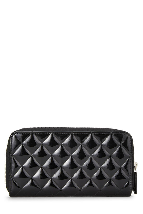 Black Quilted Patent Leather Zip Wallet, , large image number 2