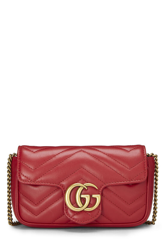 Red Leather GG Marmont Crossbody Super Mini, , large image number 0