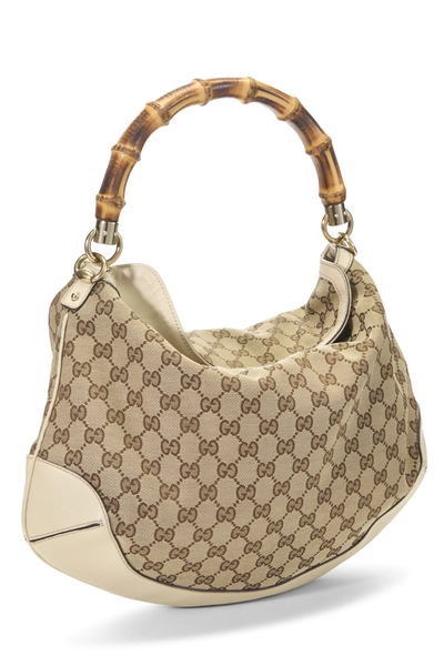 Gucci White Original GG Canvas Bamboo Hobo — photo 2