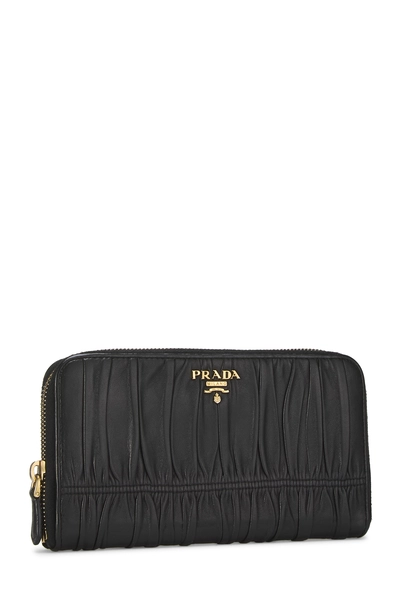 Black Nappa Gaufre Zip Around Wallet, , large