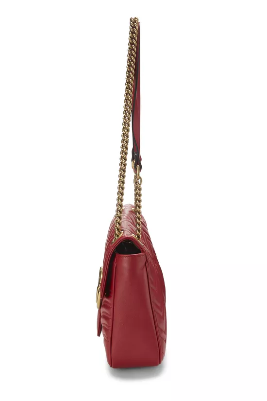 Red Leather GG Marmont Shoulder Bag, , large image number 2