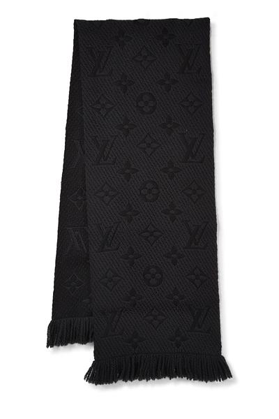 Black Wool Logomania Scarf