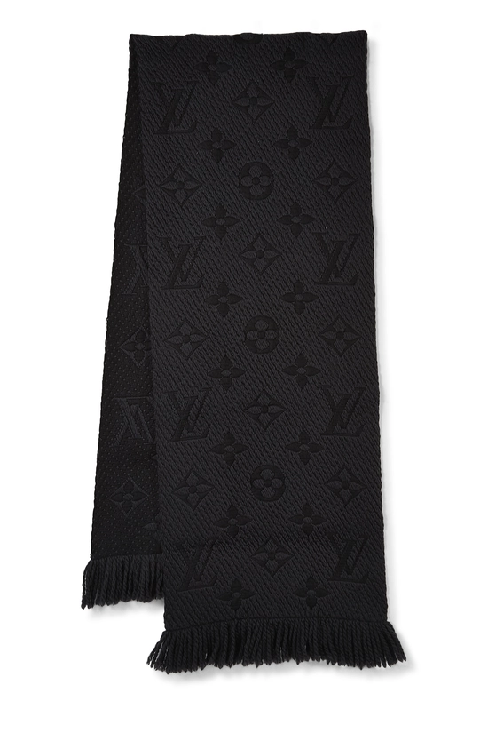 Black Wool Logomania Scarf, , large image number 0