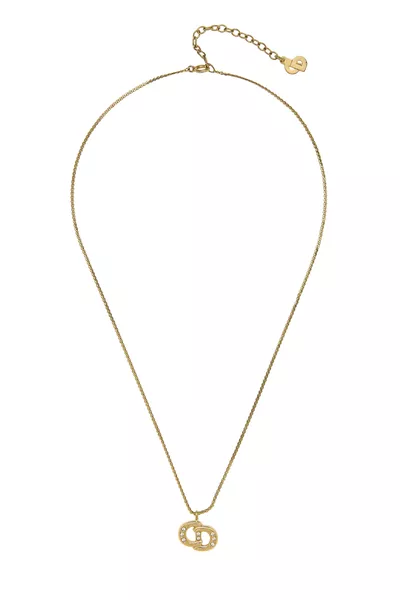 Gold Crystal 'CD' Necklace
