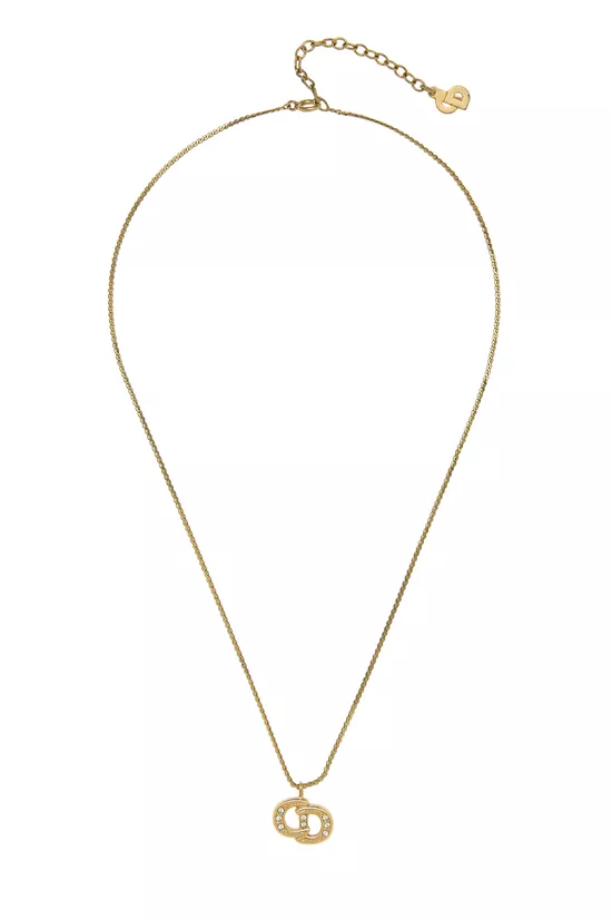 Gold Crystal 'CD' Necklace, , large image number 0