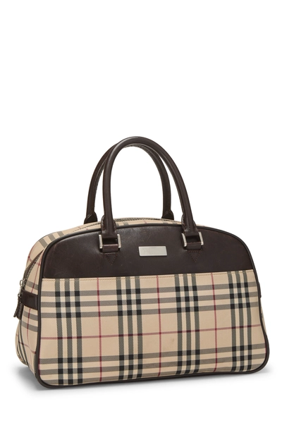 Brown House Check Jacquard Bowler Handbag Medium, , large