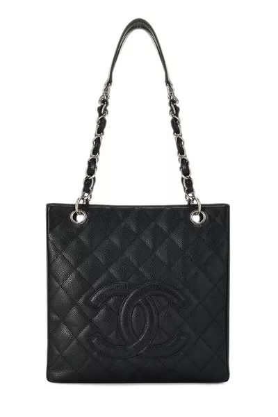 Black Quilted Caviar Petite Shopping Tote (PST)