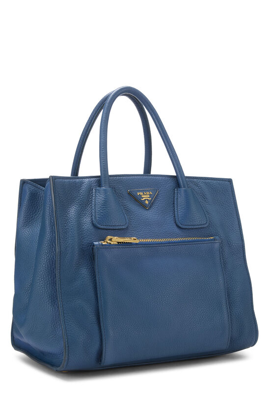 Blue Vitello Daino Trapeze Front Pocket Tote, , large image number 1