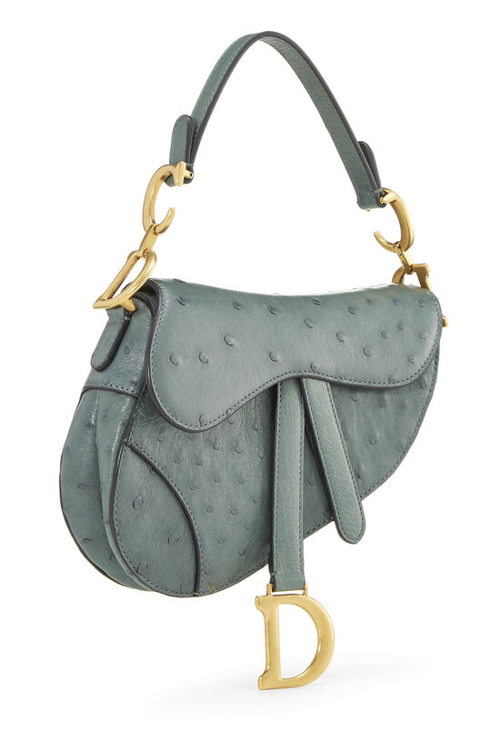 Dior, Bags, Rare Christian Dior Green Ostrich Saddle Bag Limited Edition